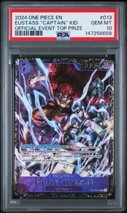 2024 ONE PIECE PROMOS OFFICIAL EVENT TOP PRIZE #013 EUSTASS "CAPTAIN" KID PSA 10 - Image 1