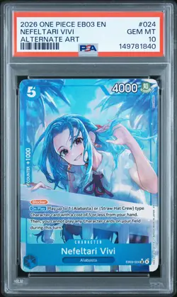 2026 ONE PIECE EB03-EXTRA BOOSTER -ONE PIECE HEROINES ED- NEFELTARI VIVI PSA 10 - Image 1