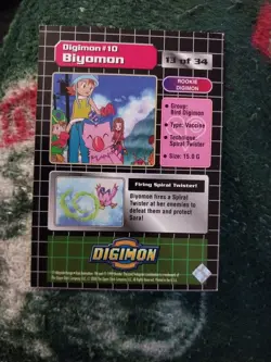 Vtg RARE! 1999 Digimon BIYOMON 13 Of 34 HOLO FOIL TRADING CARD Game CCG PRIZM TV - Image 2