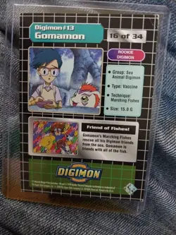 DIGIMON Digital Monster HOLO FOIL TRADING CARD CCG GAME Gomamon Rookie #13 Anime - Image 2
