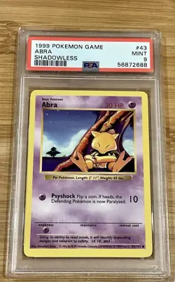 Pokemon Card Abra 43/102 Shadowless Base Set 1999 PSA 9 MINT - Image 1
