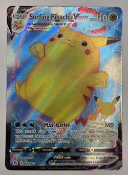 Pokemon Pikachu TCG Surfing VMAX Celebrations Holo Ultra Rare Card 009/025 - Image 1