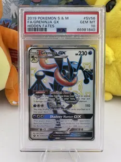 PSA 10 Hidden Fates Greninja GX Full Art Shiny Card SV56/SV94 - Image 1