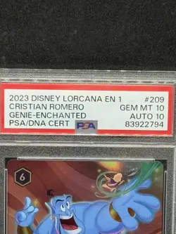 2023 Disney Lorcana Genie- Enchanted #209/204 Double Sword Auto- PSA 10 Auto 10 - Image 4