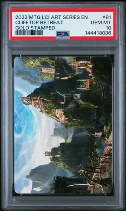 2023 MTG THE LOST CAVERNS OF IXALAN ART SER GOLD STAMPED CLIFFTOP RETREAT PSA 10 - Image 1