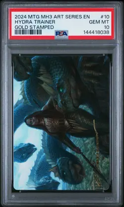 2024 MTG MODERN HORIZONS 3 ART SERIES GOLD STAMPED #10 HYDRA TRAINER PSA 10 - Image 1