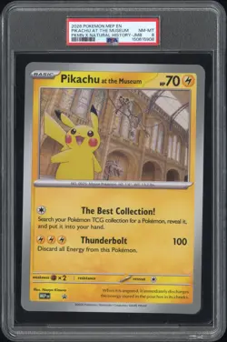 2026 POKEMON MEP EN-ME BLACK STAR PROMO JUMBO PIKACHU AT THE MUSEUM PSA 8 - Image 1