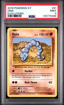 2016 POKEMON XY EVOLUTIONS #61 ONIX PSA 9 - Image 1