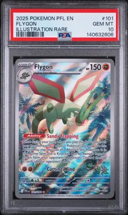2025 POKEMON PFL EN-PHANTASMAL FLAMES ILLUSTRATION RARE #101 FLYGON PSA 10 - Image 1