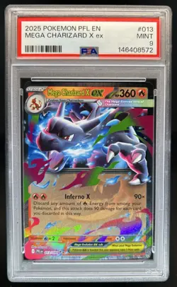2025 Pokemon Phantasmal Flames Mega Charizard X ex Double Rare #013/094 PSA 9 - Image 1