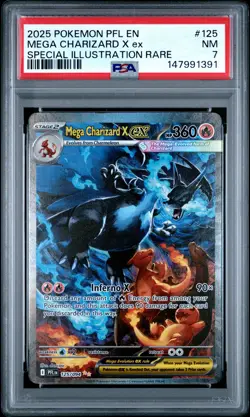 2025 POKEMON PHANTASMAL FLAMES SPECIAL ILLUSTRATION MEGA CHARIZARD X EX PSA 7 - Image 1