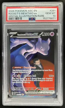 2026 Pokemon Team Rocket's Mewtwo ex Special Illustration Rare #281/217 PSA 10 - Image 1
