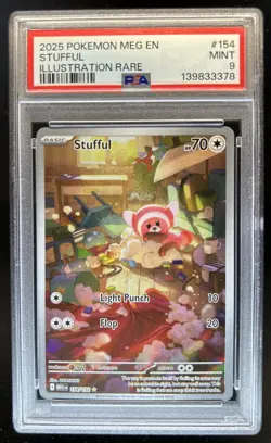 2025 Pokemon Mega Evolution Stufful Illustration Rare #154/132 PSA 9 - Image 1