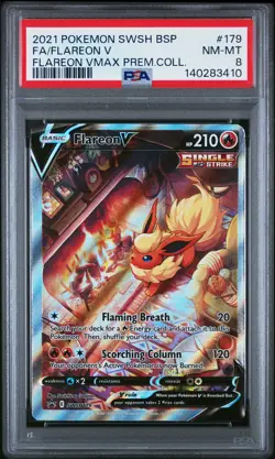 2021 POKEMON SWSH VMAX PREMIUM COLLECTION PROMO #179 FULL ART/FLAREON V PSA 8 - Image 1