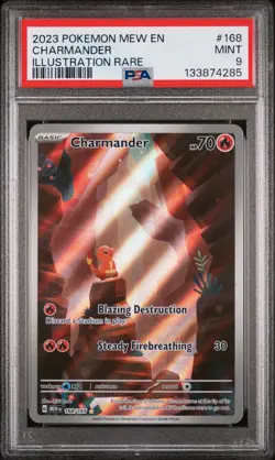 2023 POKEMON MEW EN-151 ILLUSTRATION RARE #168 CHARMANDER PSA 9 - Image 1