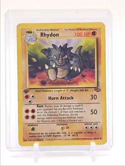 RHYDON 1999 POKEMON BASE JUNGLE 1ST EDITION UNCOMMON 45/64 Q2283 - Image 1