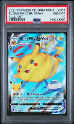 2021 POKEMON CELEBRATIONS #007 FULL ART/FLYING PIKACHU VMAX PSA 10 - Image 1
