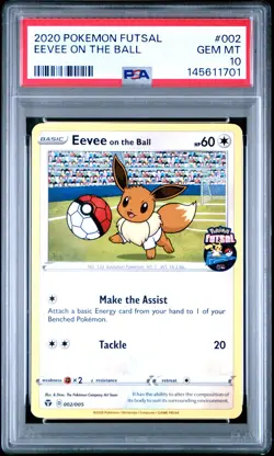 2020 POKEMON FUTSAL #002 EEVEE ON THE BALL PSA 10 - Image 1