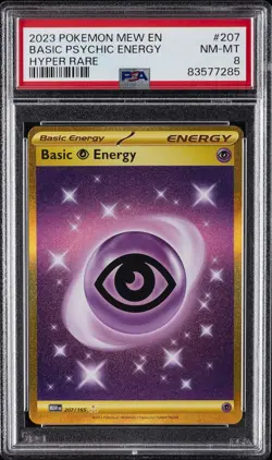 2023 POKEMON MEW EN-151 HYPER RARE #207 BASIC PSYCHIC ENERGY PSA 8 - Image 1