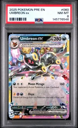 2025 POKEMON PRE EN-PRISMATIC EVOLUTIONS #060 UMBREON EX PSA 8 - Image 1