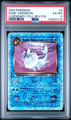 2002 POKEMON LEGENDARY COLLECTION #9 DARK VAPOREON-REVERSE FOIL PSA 6 - Image 1