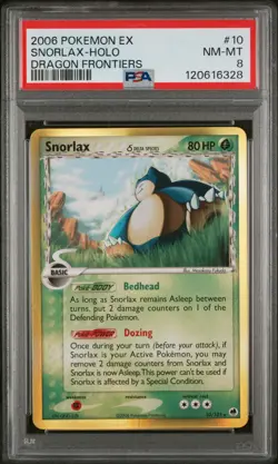 2006 POKEMON EX DRAGON FRONTIERS #10 SNORLAX-HOLO PSA 8 - Image 1