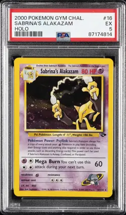 2000 POKEMON GYM CHALLENGE HOLO #16 SABRINA'S ALAKAZAM PSA 5 - Image 1