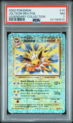 2002 POKEMON LEGENDARY COLLECTION #14 JOLTEON-REVERSE FOIL PSA 7 - Image 1