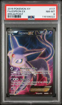 2016 POKEMON XY BREAKPOINT #117 FULL ART/ESPEON EX PSA 8 - Image 1