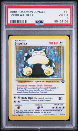 1999 POKEMON JUNGLE #11 SNORLAX-HOLO PSA 4 - Image 1