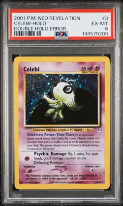 2001 POKEMON NEO REVELATION DOUBLE HOLO ERR #3 CELEBI-HOLO PSA 6 - Image 1