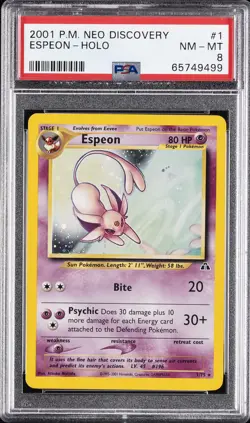 2001 POKEMON NEO DISCOVERY #1 ESPEON-HOLO PSA 8 - Image 1
