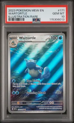 2023 Pokemon Mew EN Wartortle 171/165 Illustration Rare PSA 10 - Image 1