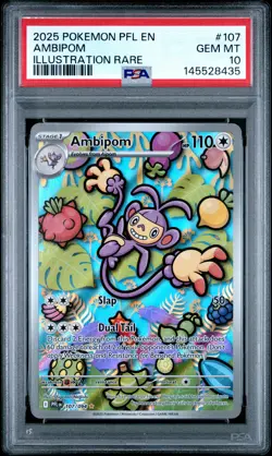 2025 POKEMON PFL EN-PHANTASMAL FLAMES ILLUSTRATION RARE #107 AMBIPOM PSA 10 - Image 1