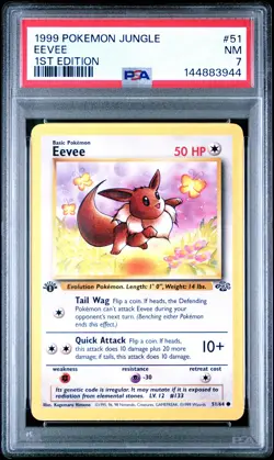 1999 POKEMON JUNGLE 1ST ED #51 EEVEE PSA 7 - Image 1
