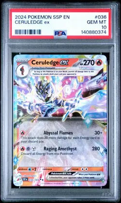 2024 POKEMON SSP EN-SURGING SPARKS #036 CERULEDGE EX PSA 10 - Image 1