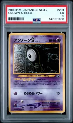 2000 POKEMON JPN NEO 2 #201 UNOWN A-HOLO PSA 5 - Image 1