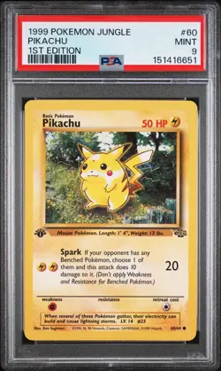 1999 POKEMON JUNGLE 1ST ED #60 PIKACHU PSA 9 - Image 1