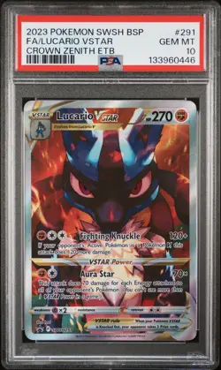2023 POKEMON SWSH BLACK STAR PROMO #291 FULL ART/LUCARIO VSTAR PSA 10 - Image 1