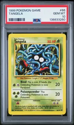 1999 POKEMON BASE SET UNLIMITED #66 TANGELA PSA 10 - Image 1