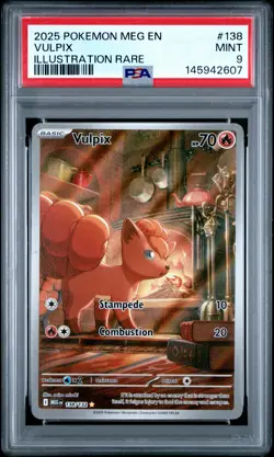 2025 POKEMON MEG EN-MEGA EVOLUTION ILLUSTRATION RARE #138 VULPIX PSA 9 - Image 1