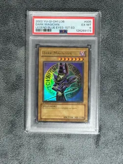 Yu-Gi-Oh Dark Magician LOB-005 the Legend of Blue Eyes White Dragon 1st Ed PSA 6 - Image 1