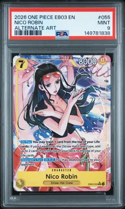 2026 ONE PIECE EB03-EXTRA BOOSTER -ONE PIECE HEROINES ED- #055 NICO ROBIN PSA 9 - Image 1