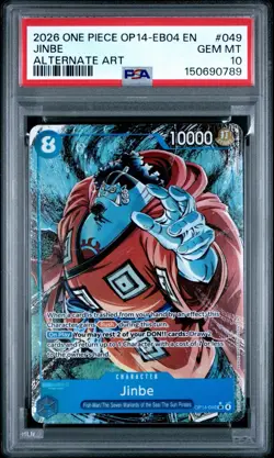 2026 ONE PIECE OP14-EB04-THE AZURE SEA'S SEVEN ALTERNATE ART #049 JINBE PSA 10 - Image 1