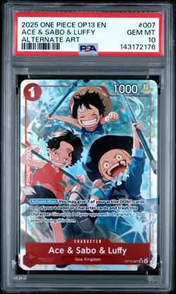 2025 ONE PIECE OP13-CARRYING ON HIS WILL ALTERNATE ART ACE & SABO & LUFFY PSA 10 - Image 1
