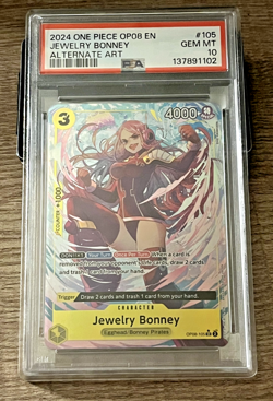 2024 One Piece OP08 – Jewelry Bonney #105 Alternate Art (PSA 10 GEM MINT) ENG - Image 1