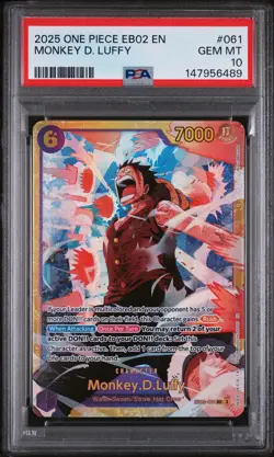 2025 ONE PIECE EB02-EXTRA BOOSTER -ANIME 25TH COLL- #061 MONKEY D. LUFFY PSA 10 - Image 1