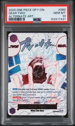 2025 ONE PIECE OP11-A FIST OF DIVINE SPEED ALTERNATE ART #080 GEAR TWO PSA 10 - Image 1