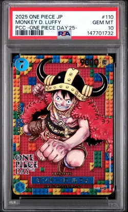 2025 ONE PIECE JPN PREM CARD COLL -ONE PIECE DAY'25- #110 MONKEY D. LUFFY PSA 10 - Image 1