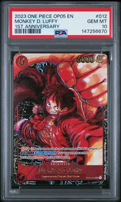 2023 ONE PIECE OP05-AWAKENING OF THE NEW ERA 1ST ANV #012 MONKEY D. LUFFY PSA 10 - Image 1